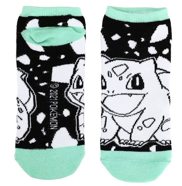 chez-rhox-geek-stop-socks-pokemon-pikachu-bulbasaur-charmander-squirtle-gengarblack-and-white-ankle-4.JPG