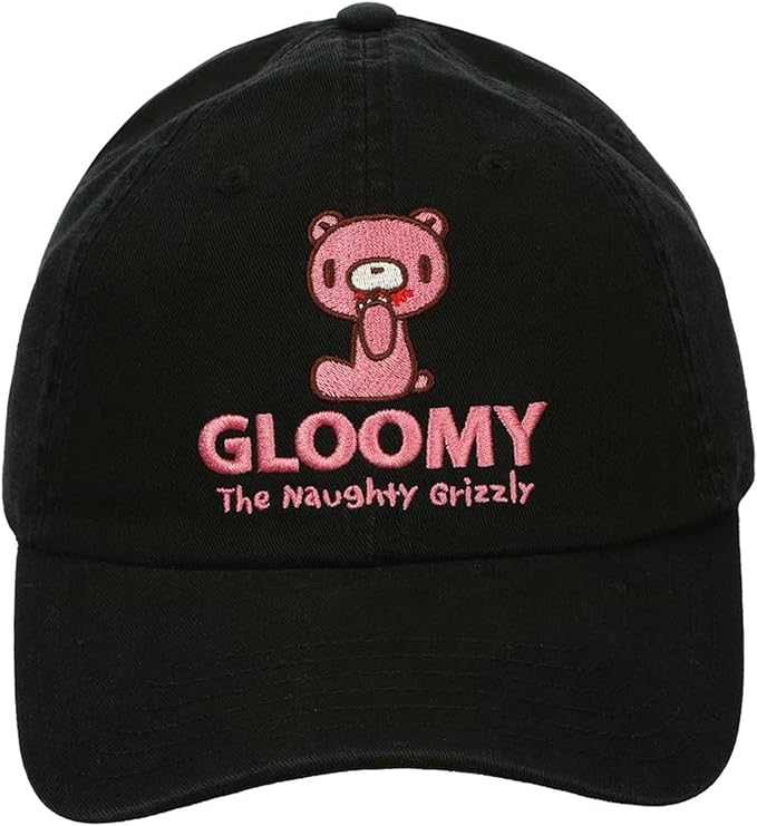 Cap - Gloomy the Naughty Grizzly - Black and Pink Embroidered Logo Adjustable