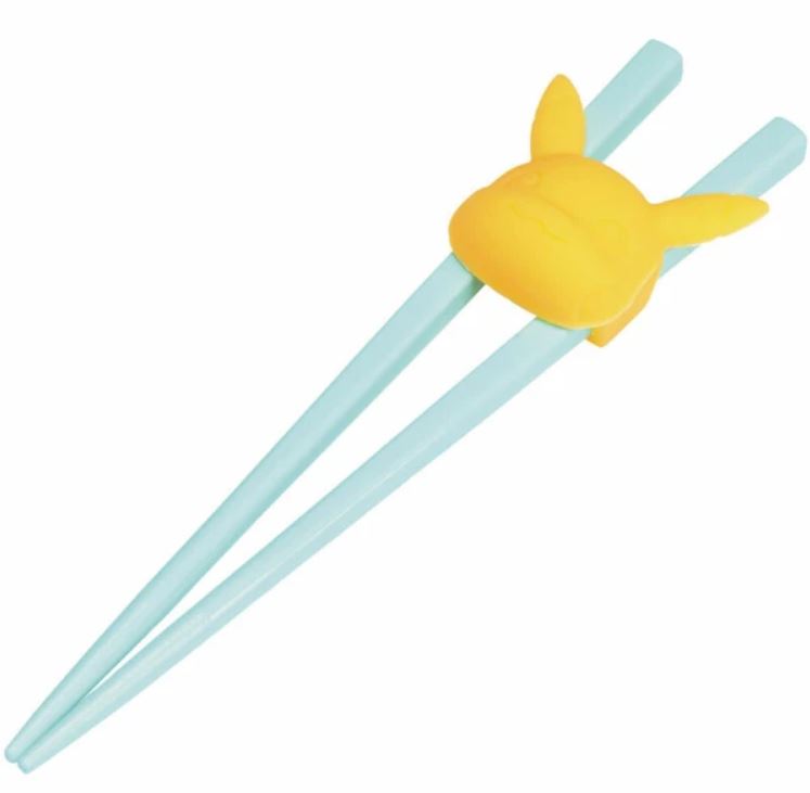 Baguettes - Pokémon - Pikachu Jaune en Caoutchouc et Baguette Bleu 1 Paire 16.5 cm pour Enfants