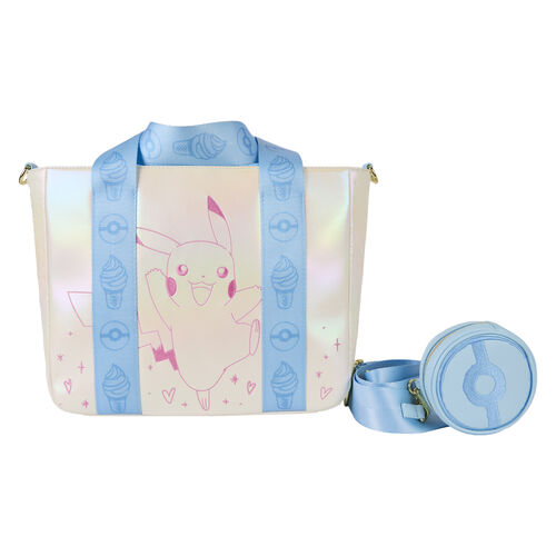 Sac à Bandoulière - Pokémon - Pikachu, Poké Ball et Crème Glacé en Faux Cuir Blanc