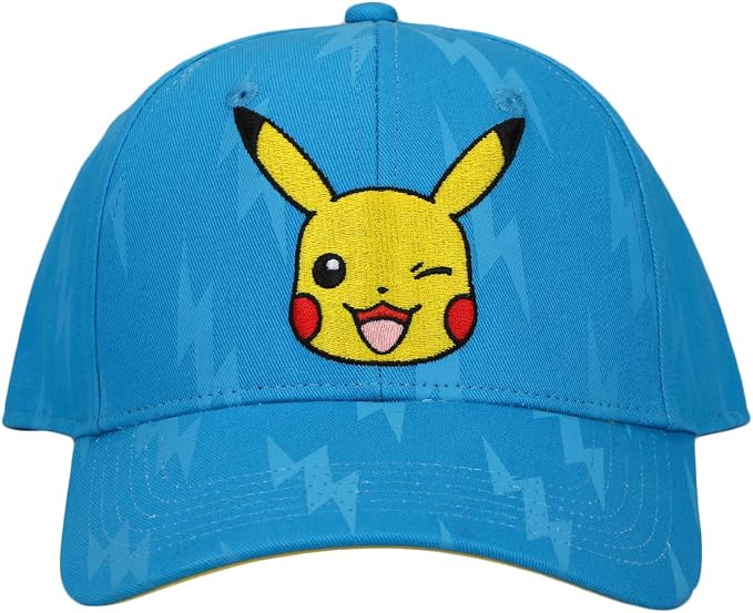 Casquette - Pokémon - Pikachu Brodé avec Éclair Bleu Ajustable Snapback