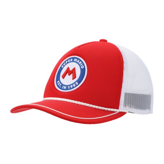 Casquette - Nintendo Super Mario - Patch Logo de Mario Brodé Rouge et Blanc en Mesh Trucker Hat Ajustable