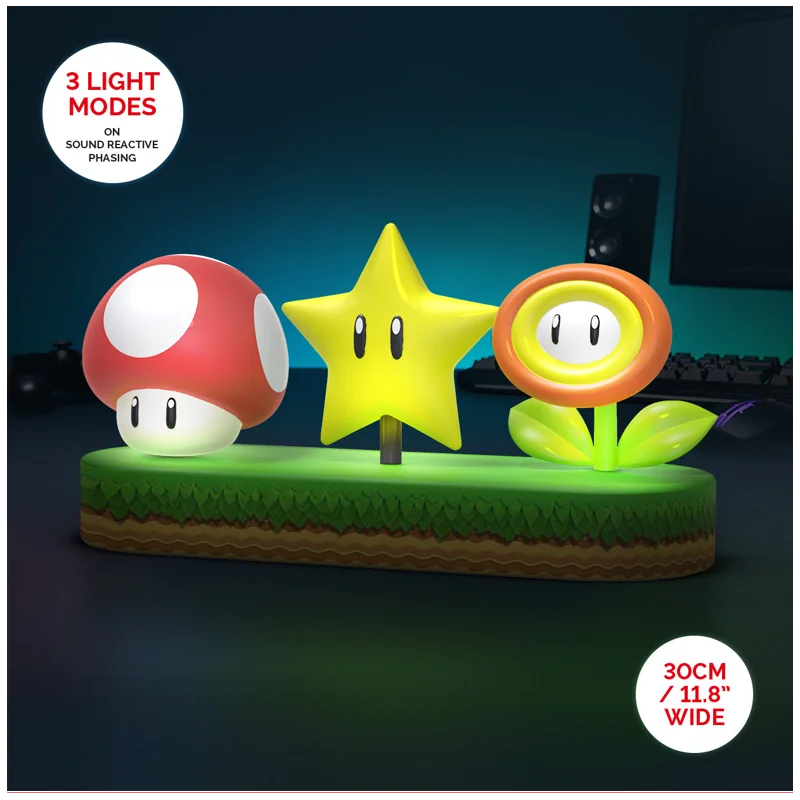 Lampe - Super Mario - Champignon, Fleur et Étoile
