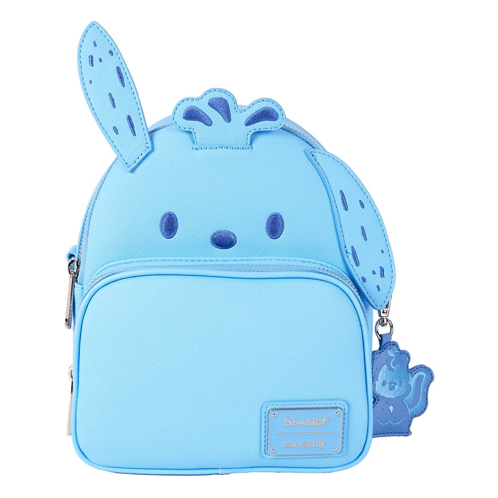 Mini Sac à Dos - Sanrio Pochacco - Visage de Pochacco Convertible en Faux Cuir Bleu