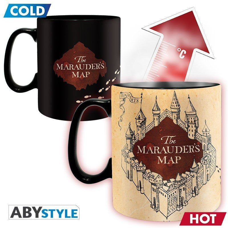 Tasse - Harry Potter - Carte du Maraudeur Noir Réactive à la Chaleur 16oz