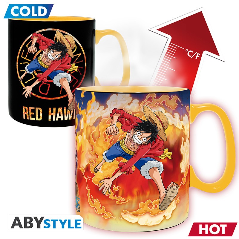 Tasse - One Piece - Monkey D. Luffy Red Hawk et Sabo Réactive à la Chaleur 16oz
