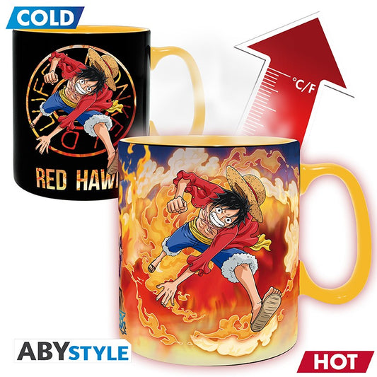 Tasse - One Piece - Monkey D. Luffy Red Hawk et Sabo Réactive à la Chaleur 16oz