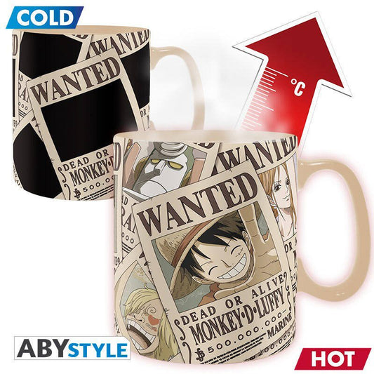 Tasse - One Piece - Poster Wanted Réactive à la Chaleur 16oz
