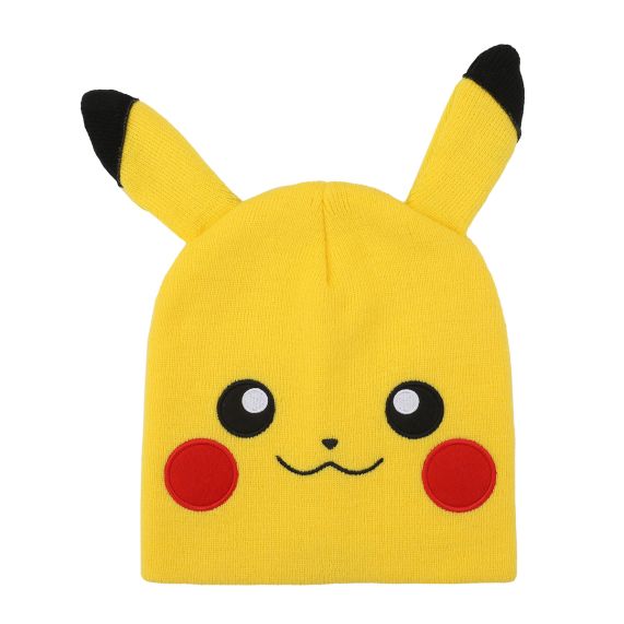 Tuque - Pokémon - Visage de Pikachu avec Oreilles 3D Jaune