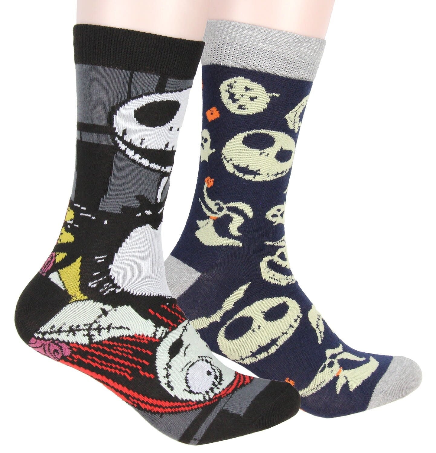 chez-rhox-geek-stop-socks-disney-nightmare-before-christmas-jack-skellington-sally-oggie-boogie-zero-2-pairs-crews-set