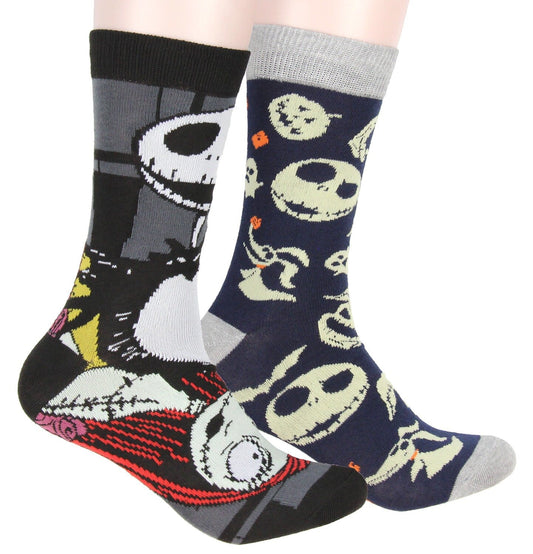 chez-rhox-geek-stop-socks-disney-nightmare-before-christmas-jack-skellington-sally-oggie-boogie-zero-2-pairs-crews-set
