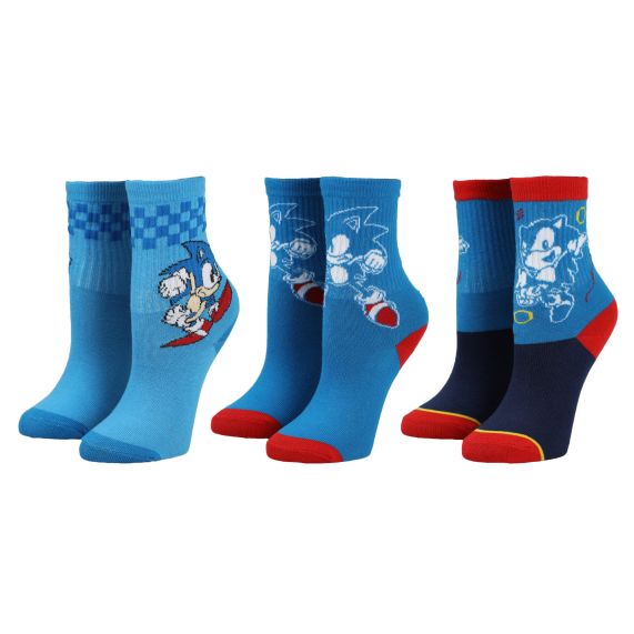 Chaussettes - Sonic the Hedgehog - Bleues Paquet de 3 Paire Crew Pour Enfants