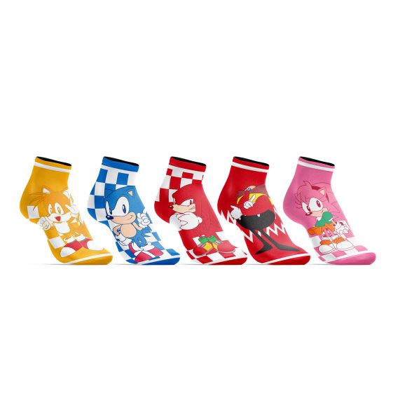Chaussettes - Sonic The Hedgehog - Sonic, Tails, Knuckle, Amy et Eggman Paquet de 5 Paires Chevilles Courtes (Copy)
