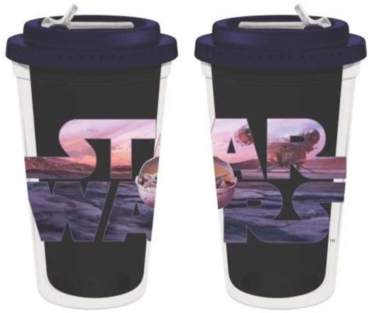 Bouteille de Voyage - Star Wars The Mandalorian - Logo Star Wars et Grogu avec Paille 16oz