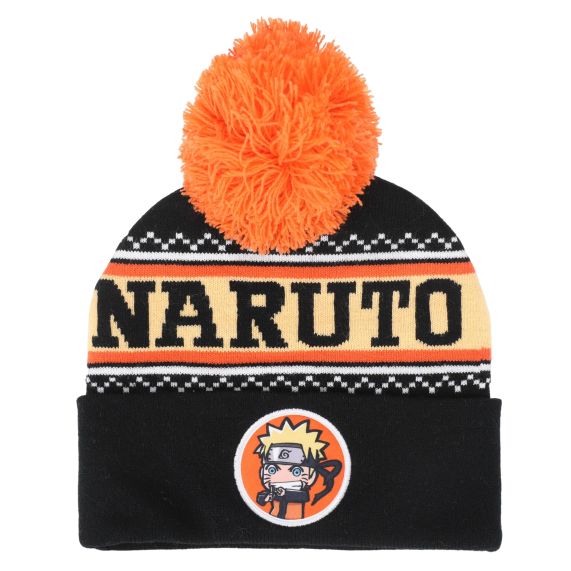 Tuque - Naruto Shippuden - Patch Naruto Chibi et Pompom Orange et Noire
