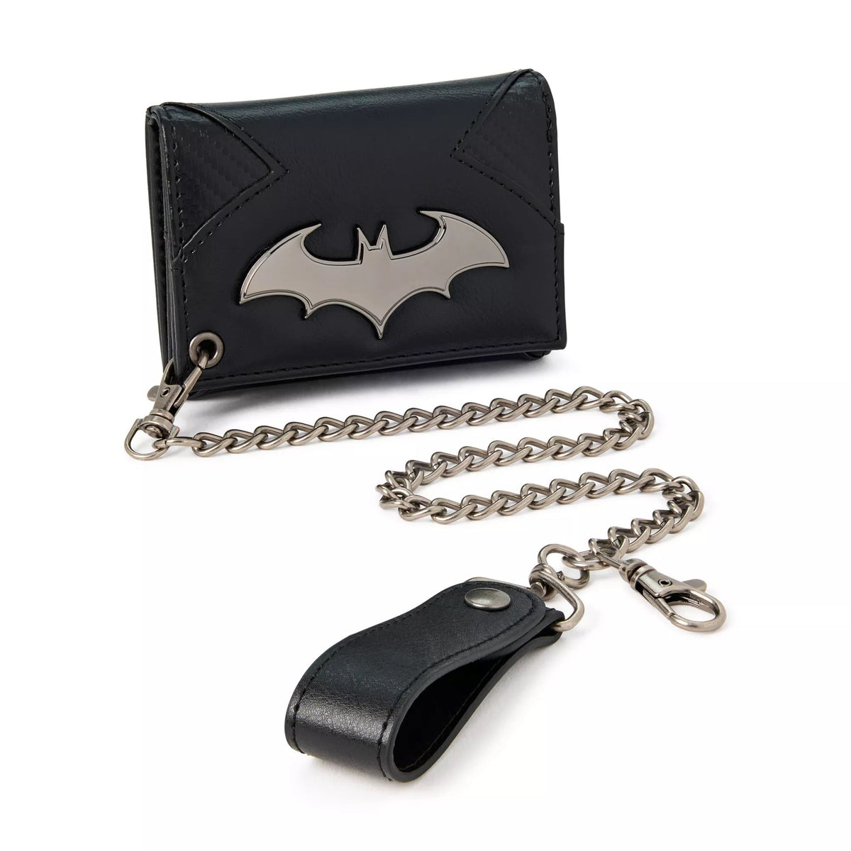Portefeuille - DC Comics Batman - Logo en Métal en Faux Cuir Trifold avec Chaine