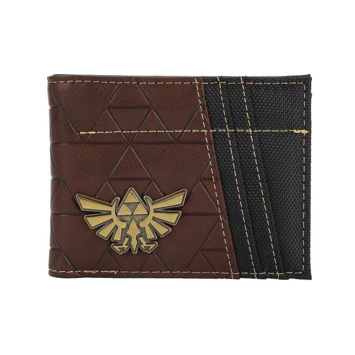 Portefeuille - The Legend of Zelda - Emblème d'Hyrule en Métal et Faux Cuir Brun et Noir Bifold
