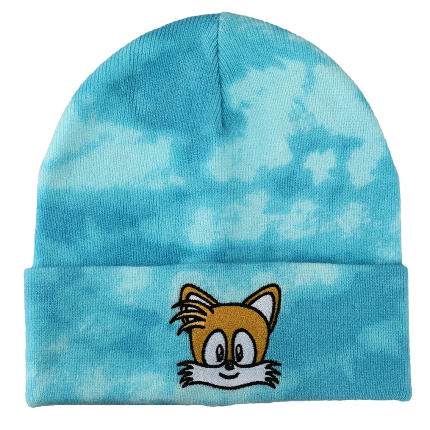 Beanie - Sonic the Hedgehog - Blue Tie Dye Embroidered Tails Patch