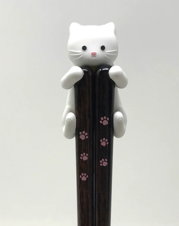 Chopsticks - Dakoneko - White Cat Shironeko with Stand