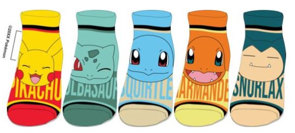 chez-rhox-geek-stop-socks-pokemon-pikachu-bulbasaur-charmander-squirtle-snorlax-head-on-colored-5-pair-ankle.JPG