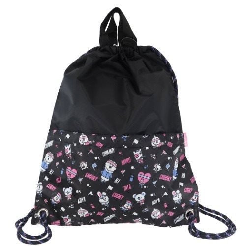 chez-rhox-geek-stop-drawstring-bag-bt21-line-friends-with-pocket-sports-black-2.jfif
