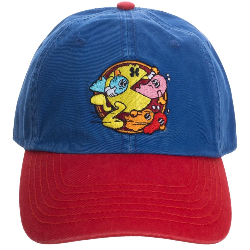 chez-rhox-geek-stop-baseball-hat-namco-pac-man-classic-retro-logo-blue-red.jpg