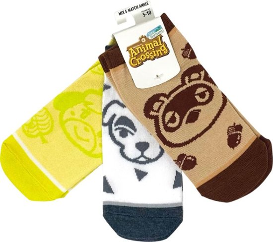 chez-rhox-geek-stop-socks-nintendo-animal-crossing-New-Horizon-Tom-Nook-Isabelle-KK-Slider-ankle-3-pairs.jpg