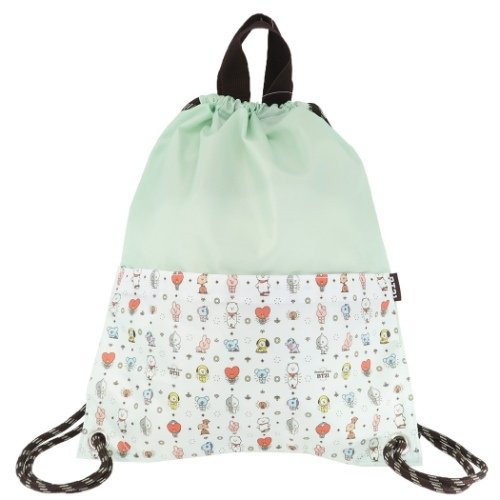 chez-rhox-geek-stop-drawstring-bag-bt21-line-friends-with-pocket-sports-green-white.jfif