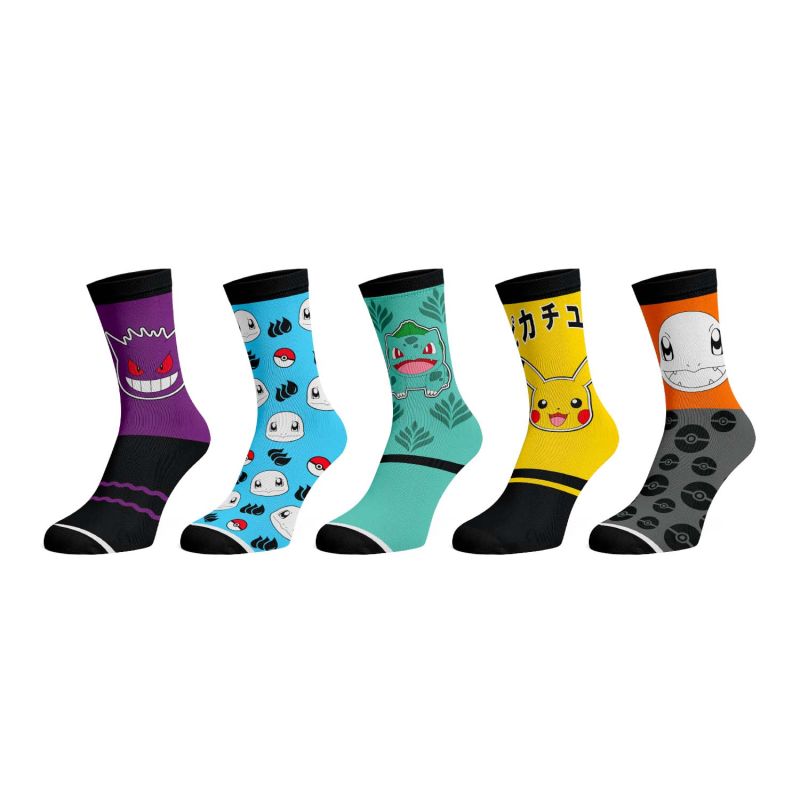 chez-rhox-geek-stop-socks-nintendo-pokemon-charmander-squirtle-bulbasaur-pikachu-gengar-5-pairs-crew.jpg