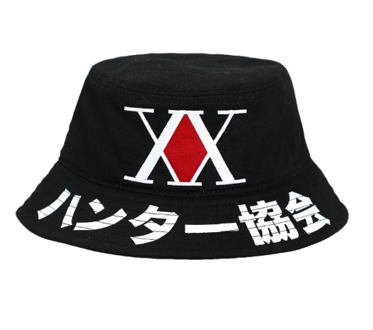 chez-rhox-geek-stop-hat-hunter-x-hunter-logo-and-kanji-black-bucket-hat.PNG