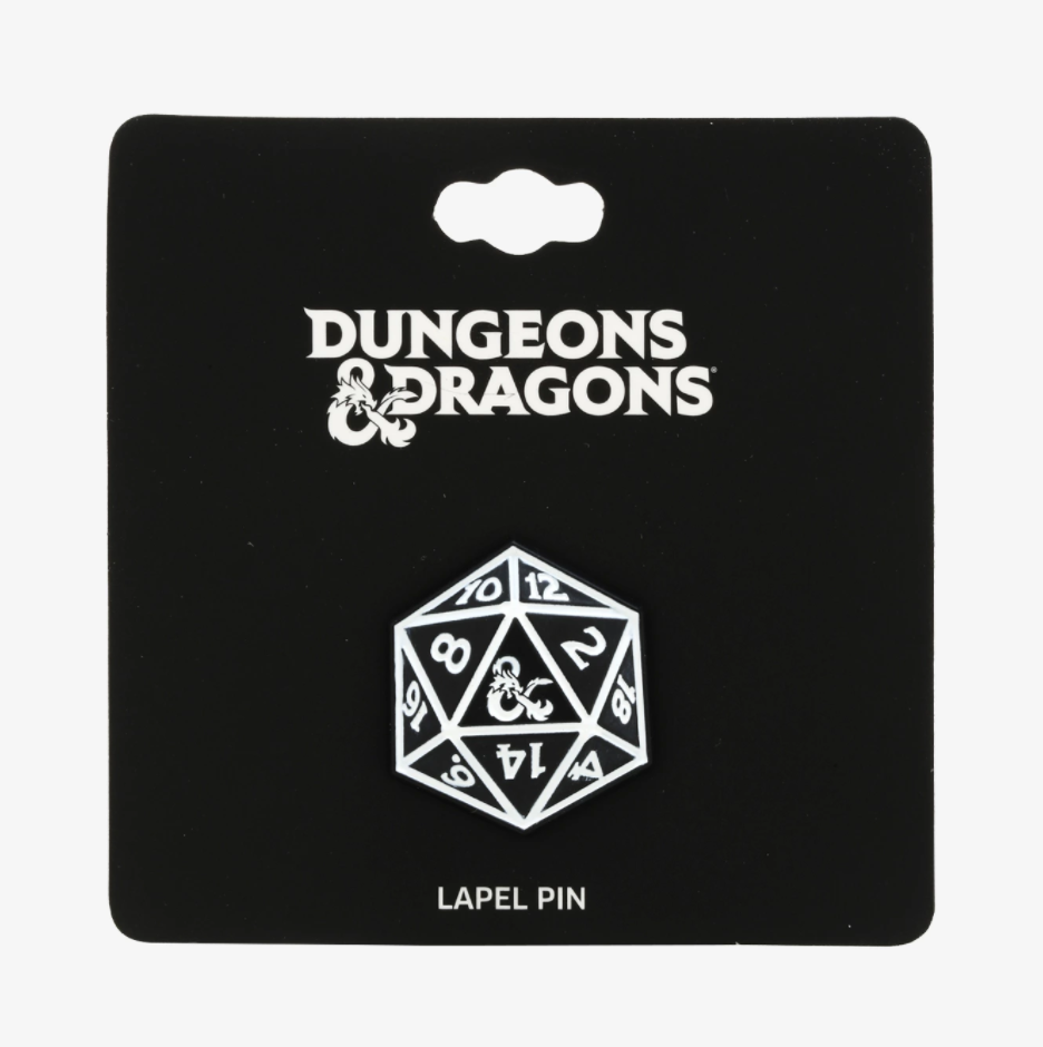 chez-rhox-geek-stop-lapel-pin-dungeons-and-dragons-black-white-20-sided-die-ambersand-logo-2.png