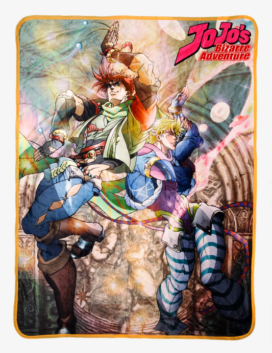 chez-rhox-geek-stop-blanker-JoJos-bizarre-adventure-battle-tendency-joseph-joestar -and-caesar-a-zeppeli-fleece-throw.png