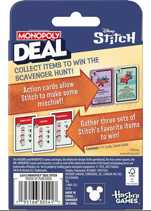 Jeu de société - Disney Stitch - Monopoly Deal *Bilingue*