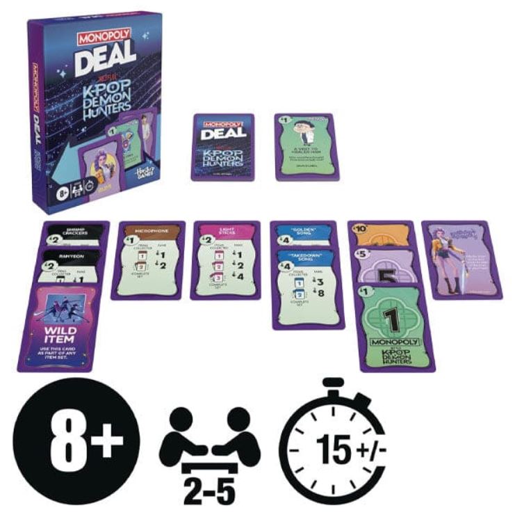 Jeu de société - Kpop Demon Hunters - Monopoly Deal Les guerrières de la Kpop *Bilingue*
