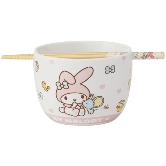Bol - Sanrio - My Melody avec Flat pour Ramen avec Baguettes