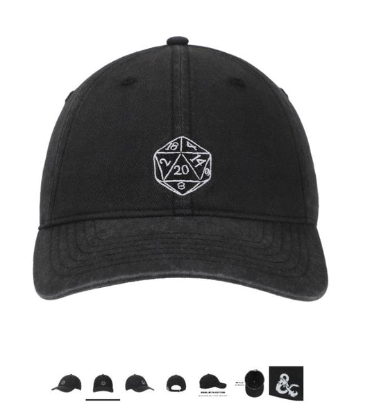 Casquette - Dungeons & Dragons - Dé 20 Brodé Blanc et Noir Snapback Ajustable