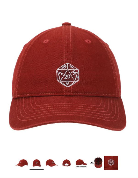 Casquette - Dungeons & Dragons - Dé 20 Brodé Blanc et Rouge Snapback Ajustable