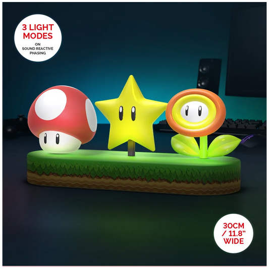 Lampe - Super Mario - Champignon, Fleur et Étoile