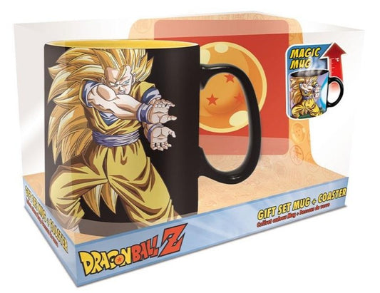 Tasse - Dragon Ball Z - Goku Super Saiyan 3 Réactive à la Chaleur avec Sous-verre 16oz