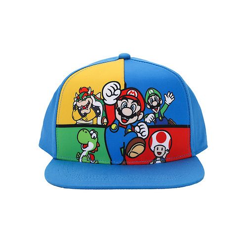 Casquette - Super Mario - Mario, Luigi, Toad, Yoshi et Bowser Bleu Snapback Ajustable
