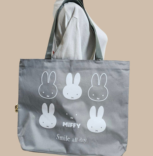 Reusable Bag - Miffy - "Smile all Day" Grey Fabric