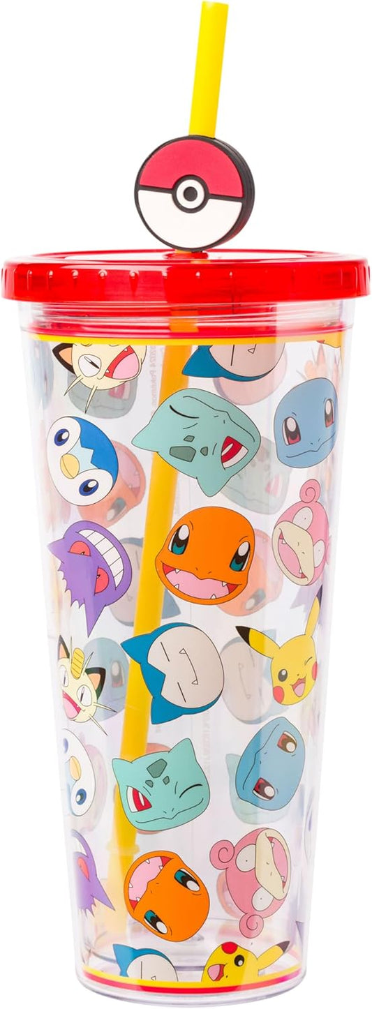 Bouteille de voyage - Pokémon - Ensemble de Pokémon avec Paille Pokeball 24oz