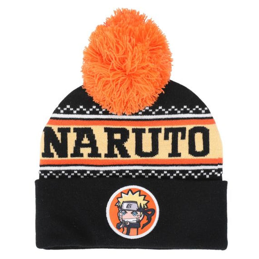 Tuque - Naruto Shippuden - Patch Naruto Chibi et Pompom Orange et Noire