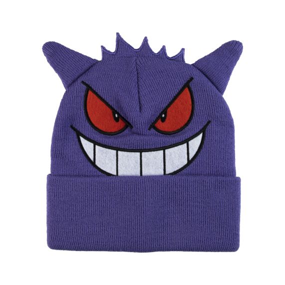 Tuque - Pokémon - Visage de Gengar et Oreilles 3D Mauve
