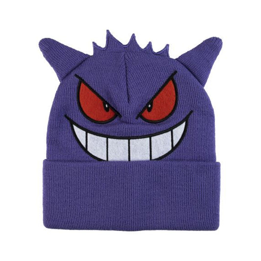 Tuque - Pokémon - Visage de Gengar et Oreilles 3D Mauve