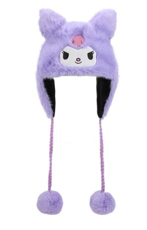 Tuque - Sanrio Kuromi - Visage de Kuromi en Peluche Mauve