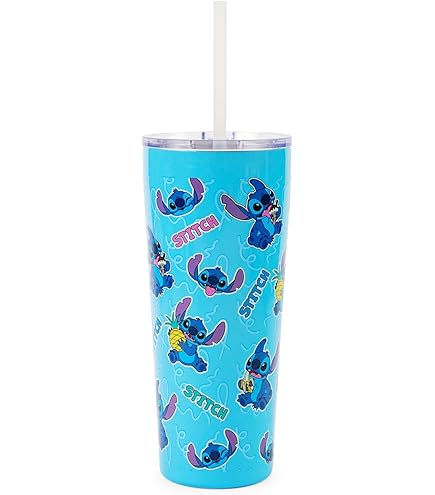 Verre de voyage - Disney Lilo & Stitch - Stitch et Snacks avec Paille en Métal 22oz