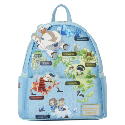 Mini Backpack - Avatar the Last Airbender - Blue Faux Leather World Map *CLEARANCE*