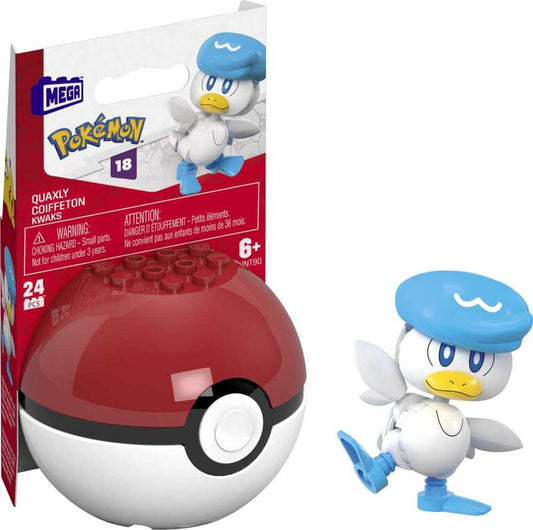 Figure - Pokémon - Mega Construx Quaxly with Poké Ball 24 Pieces *Clearance*