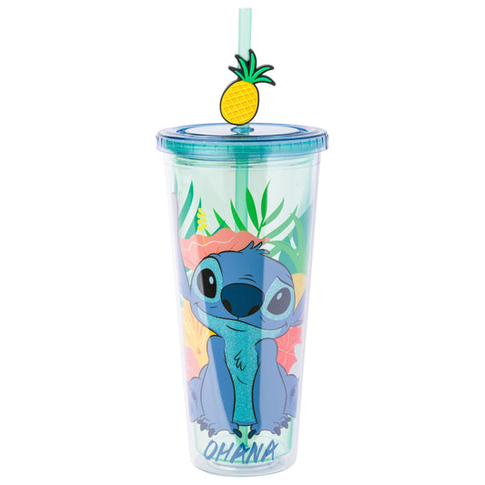 Bouteille de Voyage - Disney Lilo & Stitch - Stitch Ohana avec Paille Ananas 24oz